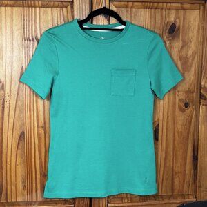 Isaac Mizrahi Live! Essentials Women's XXS Green Pima Cotton Crew Neck Pocket